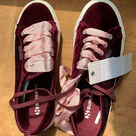 Superga Fantasia Collection Velvet Sneakers  7.5W, 6M, 38. NIB Burgundy/Pink - Picture 14 of 14